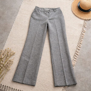 Women's Calvin Klein Wide Leg Tweed Wool Trouser Pants Size 8 Gray Black Wideleg